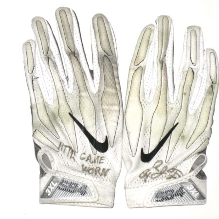 AJ Francis 2017 Washington Redskins Game Used & Signed White & Black Nike SB4 Gloves
