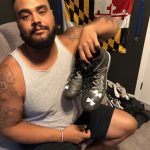 AJ Francis with 2017 Washington Redskins Game Used & Signed Black & White Under Armour Nitro Cleats
