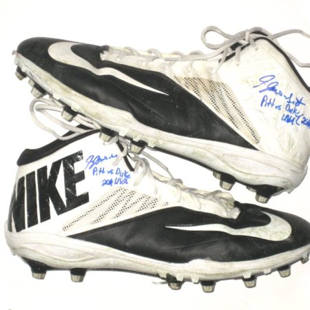 Jaryd Jones-Smith 2016 Pittsburgh Panthers Pregame Worn & Signed White & Black Nike Cleats