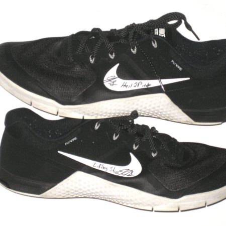 Jaryd Jones-Smith Pittsburgh Panthers Training Worn & Signed Black & White Nike MetCon 2 Shoes – Worn for Lifting!
