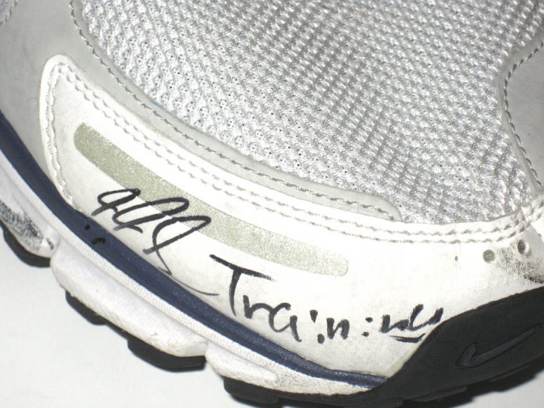 Jaryd Jones-Smith Pittsburgh Panthers Training Worn & Signed White, Blue & Gray Nike Pegasus 