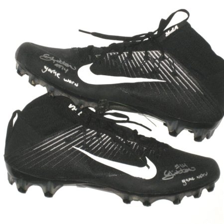 Chase Litton Marshall Thundering Herd Game Worn & Signed Black & White Nike Vapor Cleats