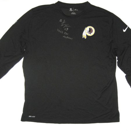 AJ Francis Training Worn & Signed Official Washington Redskins Long Sleeve Nike Dri-Fit 3XL Shirt