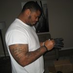 Deon Simon Signing 2017 New York Jets Practice Worn Black & White Nike Superbad 4.0 Gloves