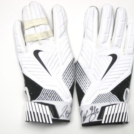 Jay Bromley New York Giants Game Worn & Signed White, Black & Gray Nike Gloves