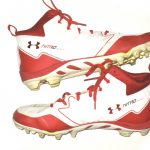 AJ Francis 2018 New York Giants Game Worn & Signed White & Red Under Armour Cleats - Image 2