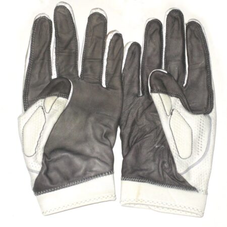 AJ Francis 2018 New York Giants Game Worn & Signed White, Black & Gray Nike Superbad 4.0 3XL Gloves