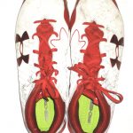AJ Francis 2018 New York Giants Game Worn & Signed White & Red Under Armour Cleats - Image 3