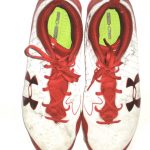 AJ Francis 2018 New York Giants Game Worn & Signed White & Red Under Armour Cleats