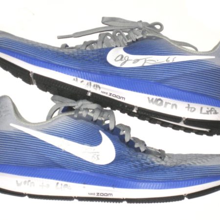 AJ Francis 2018 New York Giants Training Worn & Signed Nike Zoom Pegasus Sneakers - Worn For Lifts!