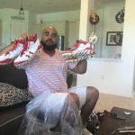 AJ Francis with 2018 New York Giants Game Worn & Signed White & Red Under Armour Cleats