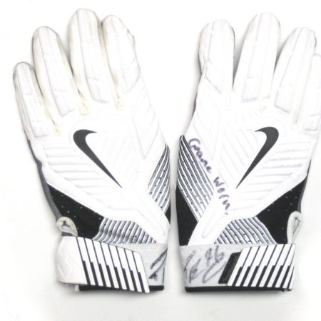 Jay Bromley New York Giants Game Worn & Signed White, Black & Gray Nike 3XL Gloves