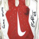 Orleans Darkwa 2017 New York Giants Game Worn & Signed Red & White Nike Vapor Jet Gloves