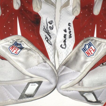 Orleans Darkwa 2017 New York Giants Game Worn & Signed Red & White Nike Vapor Jet Gloves