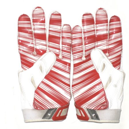 Orleans Darkwa 2017 New York Giants Game Worn & Signed Red & White Nike Vapor Jet Gloves - Image 6