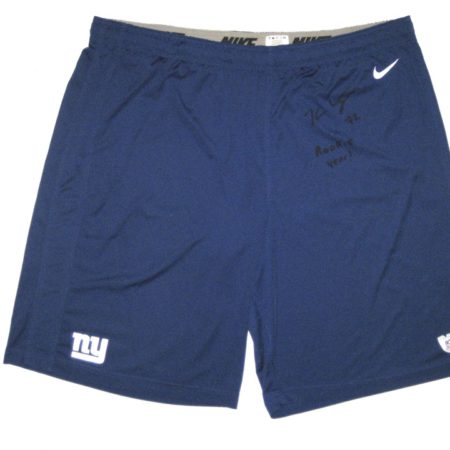 Kerry Wynn 2014 Rookie Practice Worn & Signed Official Blue New York Giants Nike Dri-Fit Shorts
