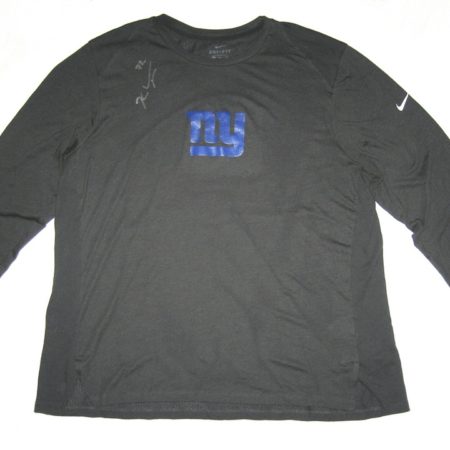 Kerry Wynn 2018 Training Worn & Signed Official New York Giants #72 Long Sleeve Nike Dri-Fit XXL Shirt