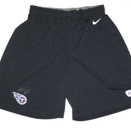 Alex Tanney 2017 Practice Worn & Signed Official Blue Tennessee Titans Nike Dri-Fit Shorts