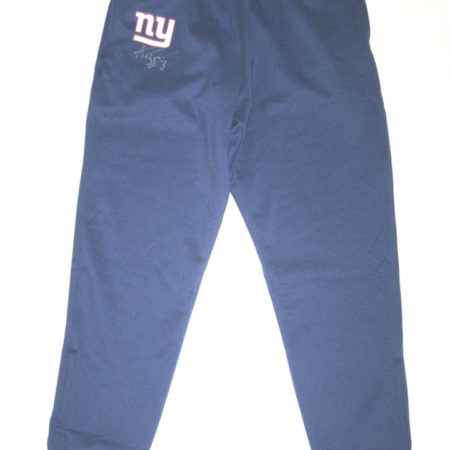 Alex Tanney 2018 Practice Worn & Signed Official Blue New York Giants #3 Nike XL Sweatpants