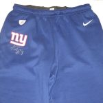 Alex Tanney 2018 Practice Worn & Signed Official Blue New York Giants #3 Nike XL Sweatpants - Image 2