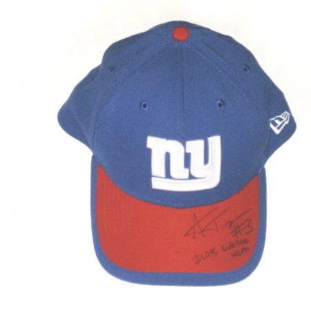 Alex Tanney 2018 Sideline Worn & Signed Official Blue & Red New York Giants New Era 39THIRTY Hat
