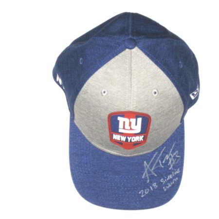 Alex Tanney 2018 Sideline Worn & Signed Official New York Giants New Era 39THIRTY Flex Hat