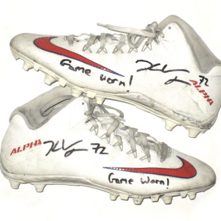 Kerry Wynn 2018 New York Giants Game Worn & Signed White & Red Nike Alpha Cleats - Worn Several Games!