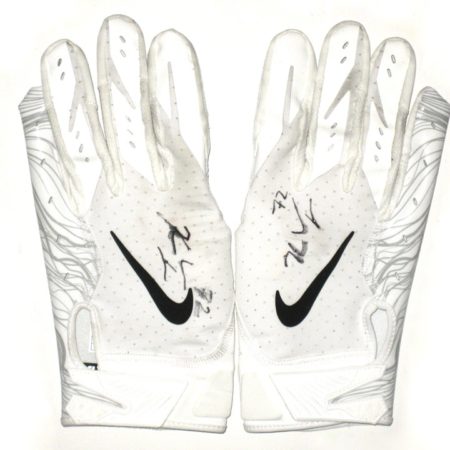 Kerry Wynn 2018 New York Giants Practice Worn & Signed White & Black Nike 2XL Gloves
