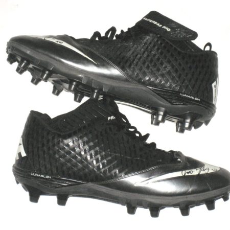 Garrett McIntyre New York Jets Game Worn & Signed Black & Silver Nike Superbad Pro Cleats