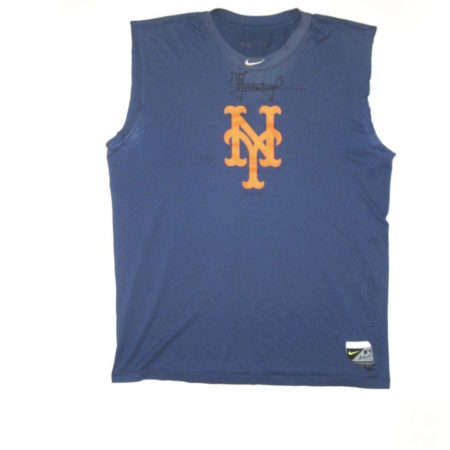 Shervyen Newton 2018 Game Worn & Signed Official New York Mets Nike Dri-Fit Shirt