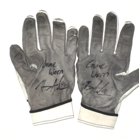 Henry Anderson New York Jets 2018 Game Worn & Signed White, Black & Gray Nike Gloves – Good Use!!!