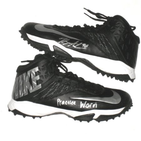 Henry Anderson New York Jets 2018 Practice Worn & Signed Black & Silver Nike Turf Shoes