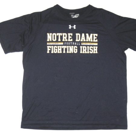 Nic Weishar Practice Worn & Signed Official Notre Dame Fighting Irish Football Under Armour XL Shirt