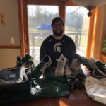 David Beedle with 2017 Training Worn & Signed Official Michigan State Spartans Trainer V7 Week Zero Shoes