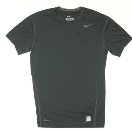 LJ Scott Michigan State Spartans Game Worn & Signed Green Nike Pro Combat Compression XL Shirt