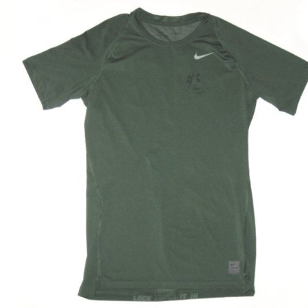 LJ Scott Michigan State Spartans Game Worn & Signed Green Nike Pro Dri-Fit Compression XL Shirt