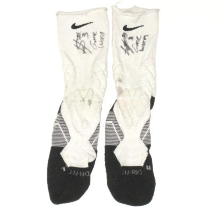 LJ Scott Michigan State Spartans Game Worn & Signed White, Black & Gray Nike Drifit Socks