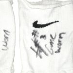 LJ Scott Michigan State Spartans Game Worn & Signed White, Black & Gray Nike Drifit Socks - Image 4