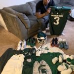 LJ Scott with Michigan State Spartans Game Worn & Signed Green Nike Pro Combat Compression XL Shirt