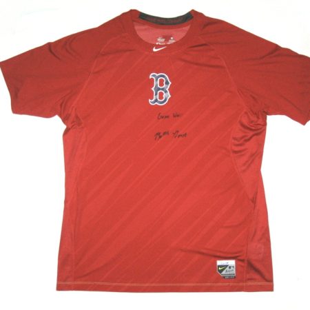 Matthew Gorst Game Worn & Signed Official Boston Red Sox Nike Pro Combat Fitted XL Shirt