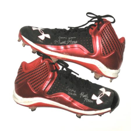 Matthew Gorst Pawtucket Red Sox Game Worn & Signed Black & Red Under Armour Cleats