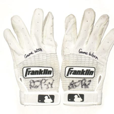 Dario Pizzano 2019 Binghamton Rumble Ponies Game Worn & Signed White Franklin Batting Gloves