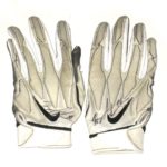 Henry Anderson New York Jets 2018 Game Worn & Signed White, Black & Gray Nike Gloves – Good Use!!!