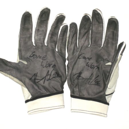 Henry Anderson New York Jets 2018 Game Worn & Signed White, Black & Gray Nike Gloves – Good Use!!!