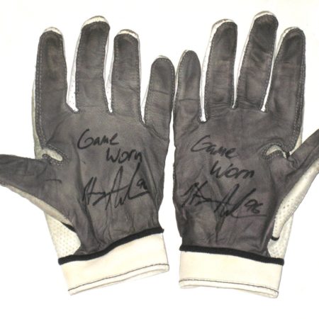 Henry Anderson New York Jets 2018 Game Worn & Signed White, Black & Gray Nike Gloves – Good Use!!!