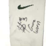 LJ Scott Michigan State Spartans Game Worn & Signed White & Green Nike Vapor Sock - Image 2