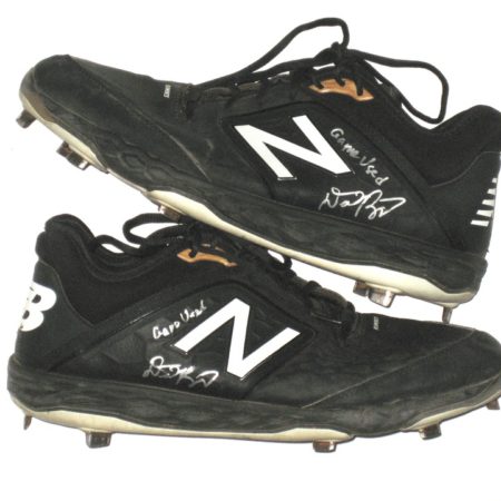 Dario Pizzano 2019 Binghamton Rumble Ponies Game Used & Signed Black & White New Balance Cleats