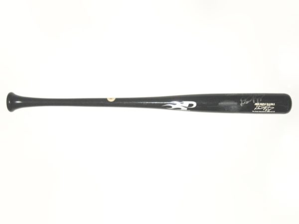 Dario Pizzano Binghamton Rumble Ponies Game Used & Signed Black & White Phoenix Bat