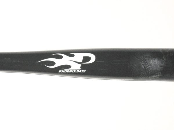 Dario Pizzano Binghamton Rumble Ponies Game Used & Signed Black & White Phoenix Bat