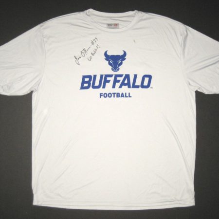 James O'Hagan Practice Worn & Signed Official White & Blue Buffalo Bulls Football 2XL A4 Shirt